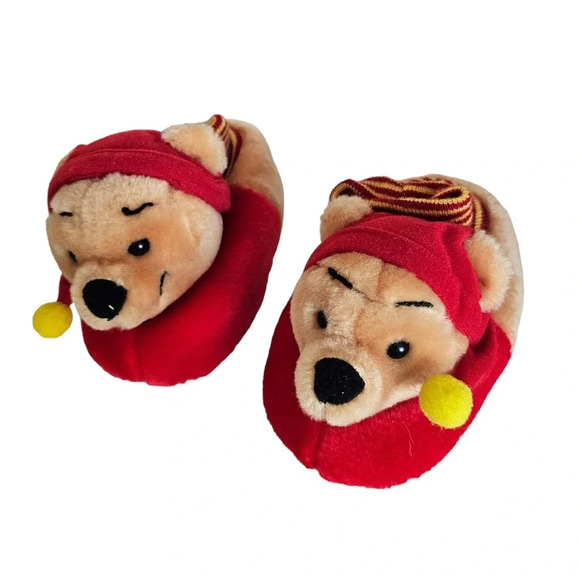 Winnie the Pooh nightcap soft slippers red yellow size 5 - 6 small - Picture 2 of 8